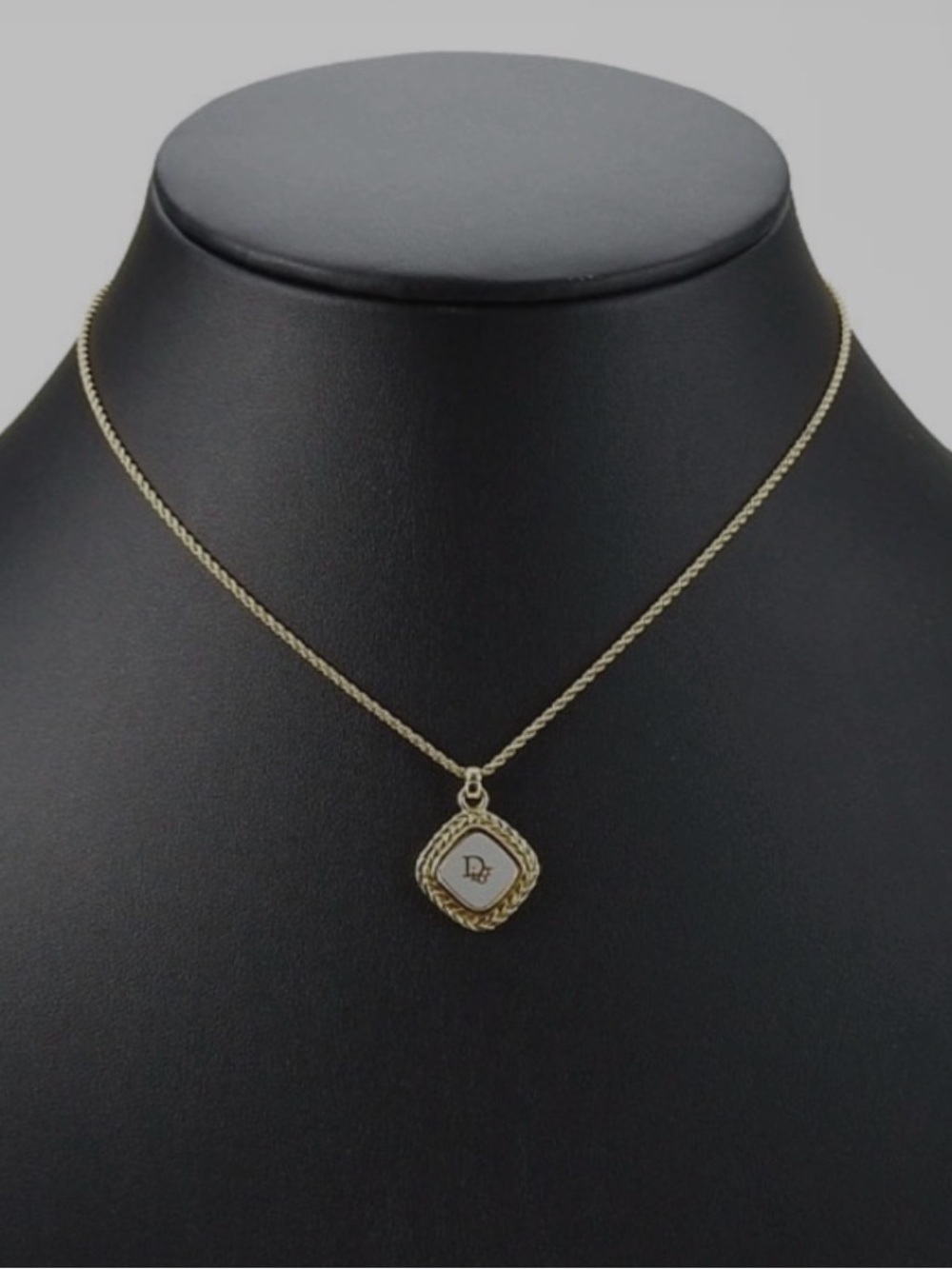 Christian Dior⭐️ Gold-Tone Necklace with White logo -made in Germany-GUC